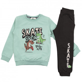 Детски плътен комплект "Skate" в зелено с черно 1