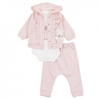 Бебешки комплект от 3 части "Bunny babe" в  пудра 1
