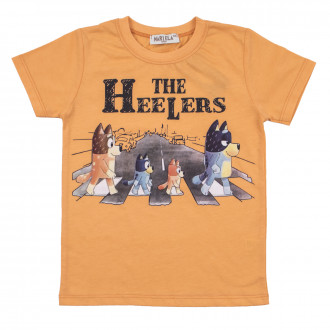 Детска тениска за момчета с кученца в оранжево 1