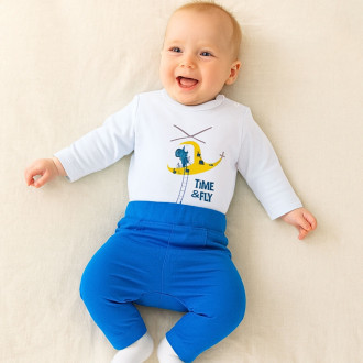 Бебешки комплект "Time to fly" в бяло и синьо 1
