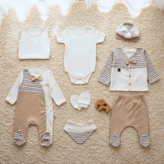 Комплект за новородено от 8 части с райе