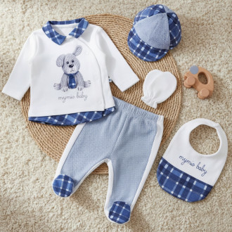Бебешки комплект от 5 части ''Mr. Baby'' със синьо каре