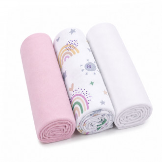 Комплект от 3 броя бархетни пелени "Rosy rain" 80 х 80 см