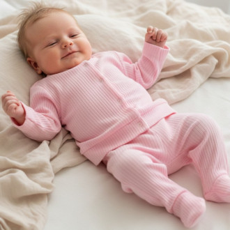 Бебешки памучен комплект "Happy day" в розово