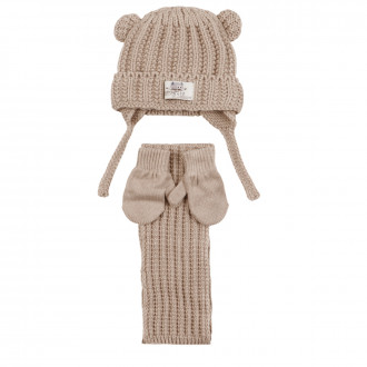 Комплект шал, шапка и ръкавички "Popular" в бежово