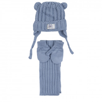 Комплект шал, шапка и ръкавички "Popular" в бледосиньо