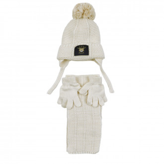 Комплект шал, шапка и ръкавички "Roar" в екрю