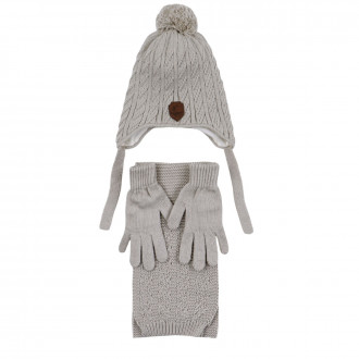Комплект шал, шапка и ръкавички "Snowboard" в светлосиво