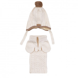 Комплект шал, шапка и ръкавички ''Space travel'' в крем