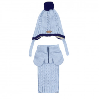 Комплект шал, шапка и ръкавички ''Space travel'' в синьо