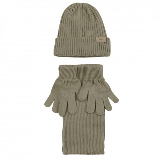 Комплект шал, шапка и ръкавички "Youth" в бледозелено