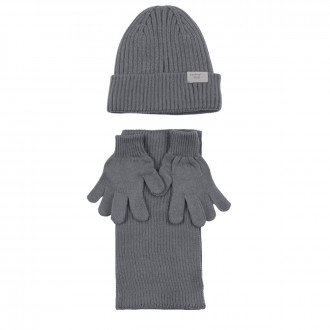 Комплект шал, шапка и ръкавички "Youth" в сиво