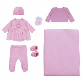 Плюшен комплект за изписване на момиченца в розово