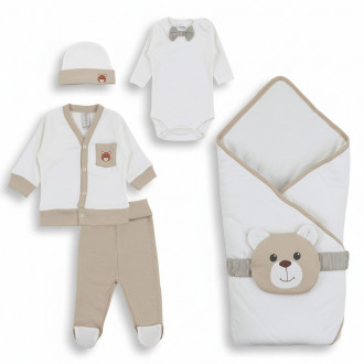 Комплект за изписване от 5 части "Мече" в бежово