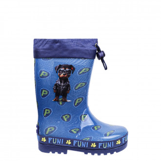 Детски гумени ботуши с кученце в синьо