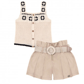 Летен детски комплект с топ от плетиво