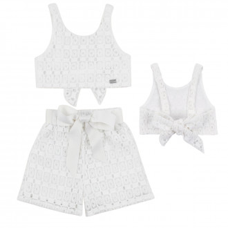 Летен комплект от дантела с гол гръб