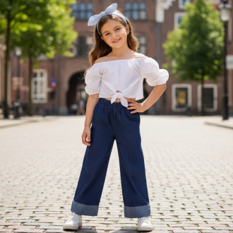 Летен комплект с дънков панталон и диадема