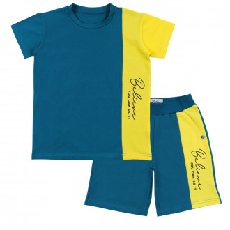 Летен комплект "Believe" в петролено синьо