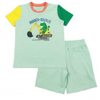 Летен комплект "Digger-saurus" в млечна мента