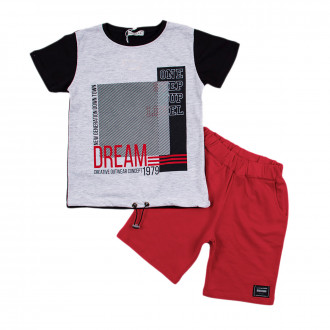 Летен комплект "Dream" в сиво и червено 1