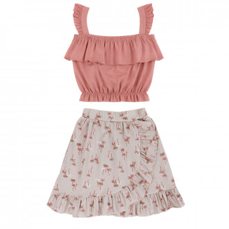 Летен комплект "Хавай" в опушено розово