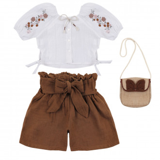 Ефирен летен комплект за момичета с чантичка