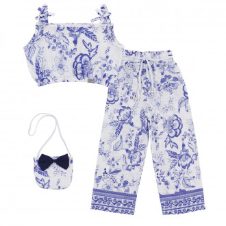 Детски летен комплект от памук с чантичка