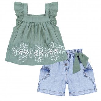 Летен комплект за момичета с бродерия