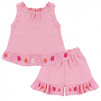 Летен памучен комплект с цветчета