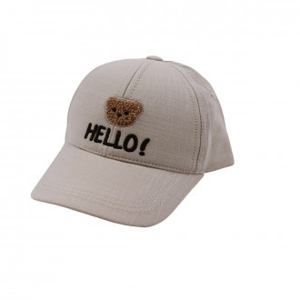 Бебешка лятна шапка "Hello" в бежово