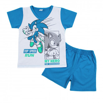 Детска пижама с анимационни герой в бяло и синьо 1