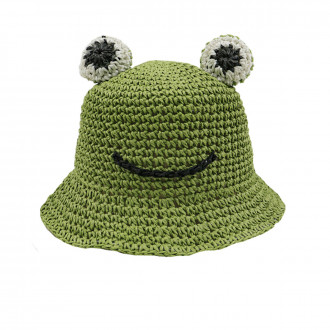 Лятна плетена шапка "Жабок" в зелено