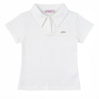 Лятна рипсена блуза с якичка в екрю