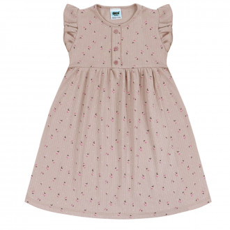 Лятна рипсена рокля в бежово