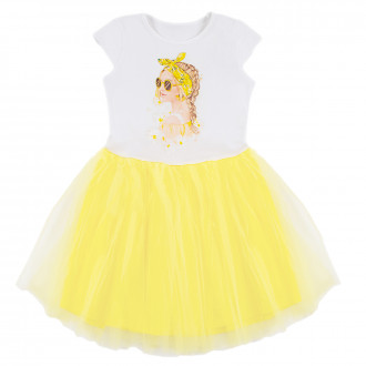 Лятна рокля "Beauty" в бяло и жълто 1