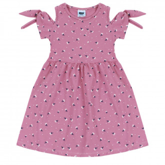 Лятна рокля с голи рамене в пепел от рози