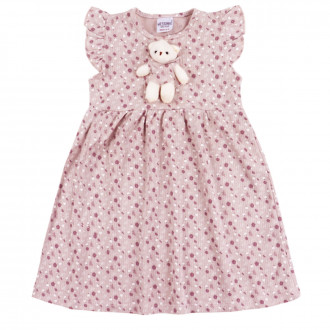 Лятна рокля с мече в опушено розово