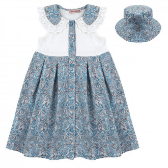 Лятна рокля с шапка в синьо