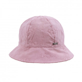 Лятна шапка с бродерия в опушено розово UV 30+