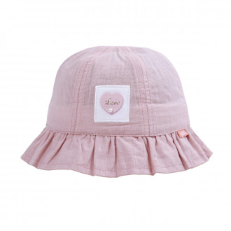 Лятна шапка с перличка в пудра