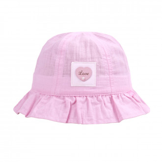 Лятна шапка с перличка в розово