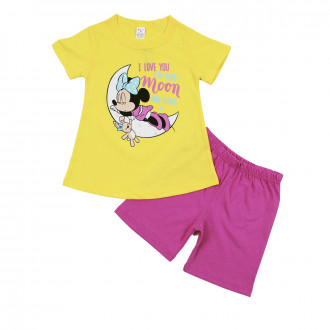 Детска лятна пижама "Moon" в жълто и руж 1