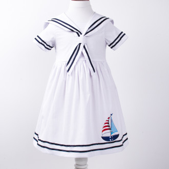Детска лятна рокля ,,Морски полъх" в бяло 1