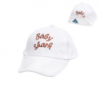 Детска лятна шапка "Baby shark" в бяло 1