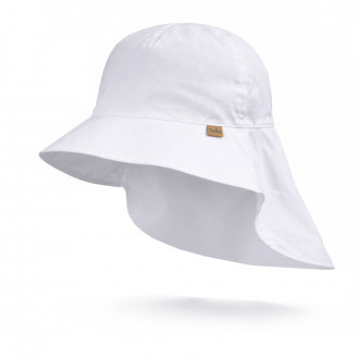Бяла лятна шапка с удължена периферия UV 30+