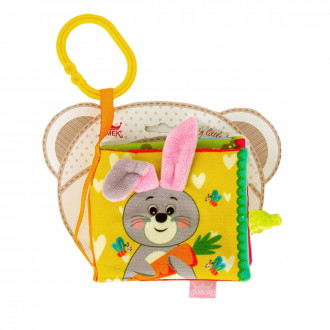 Бебешка мека книжка с дръжка "Зайче"  12 х 11 см
