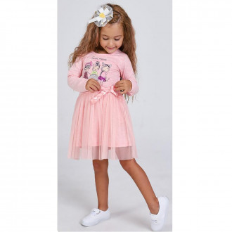 Детска рокля ,,Лили" в розов меланж 1