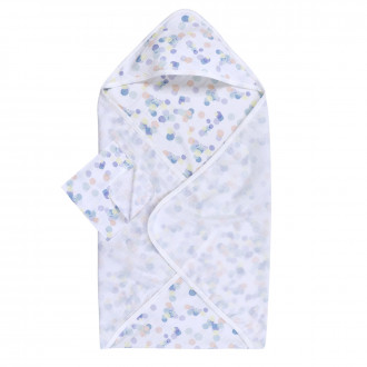 Муселинова пелена с качулка и кърпа за баня "Colored dots" 90 х 90 см 1