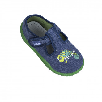 Анатомични дишащи текстилни обувки за момчета в синьо и зелено 1